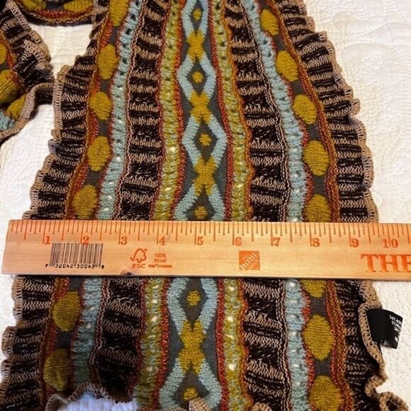 WOMAN WARM WINTER BEAUTIFUL TEXTURE DESIGN COLOURFUL RUFFLE SCARF MADE IN FRANCE - Picture 9 of 9